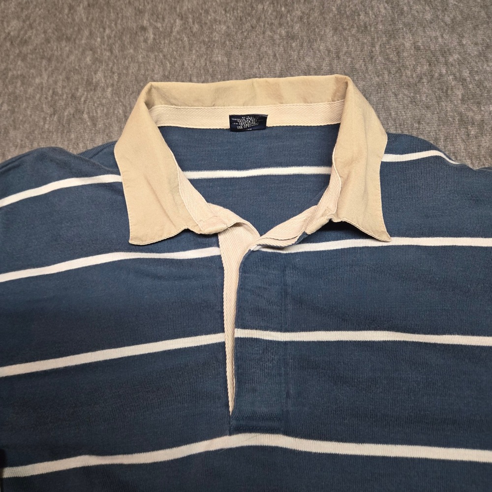 Vintage Gant The Rugger Rugby Shirt Mens 1X Blue Striped Long Sleeve Cotton USA - Picture 3 of 6